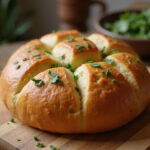 Delicious finished chicken bread garnished with parsley.