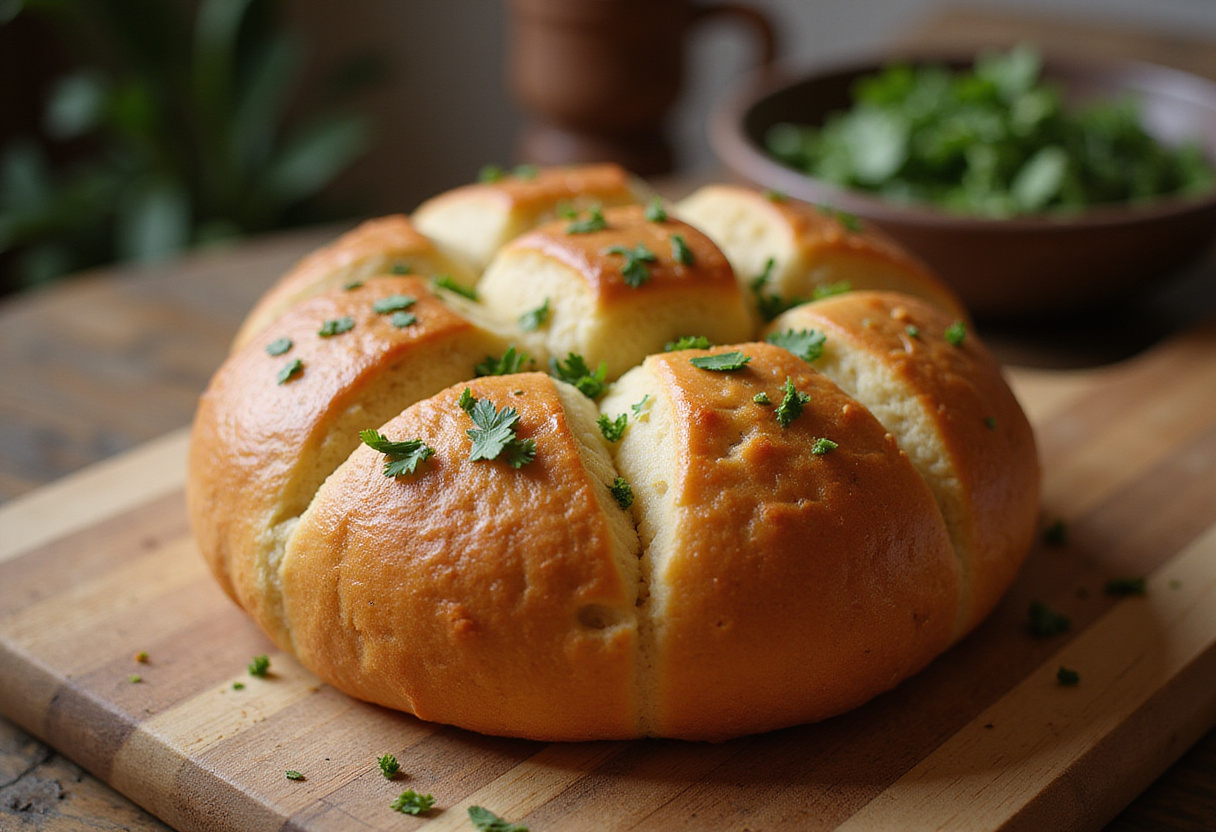Delicious finished chicken bread garnished with parsley.