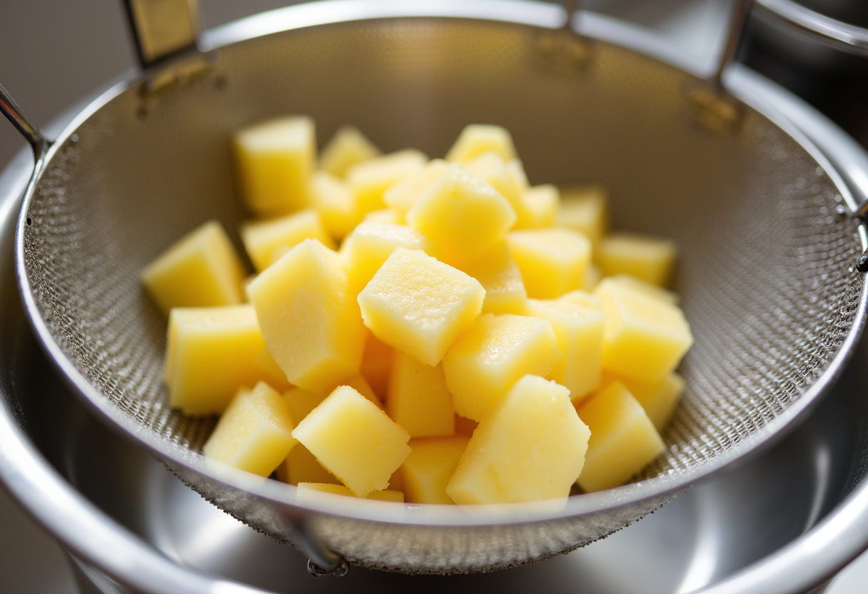 Draining crushed pineapple for Easy Pineapple Casserole recipe.