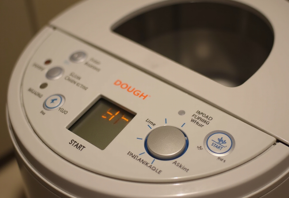Dough setting activated on a bread machine for making homemade bread.
