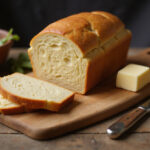 Homemade golden-brown cabbage bread slices on a cutting board.