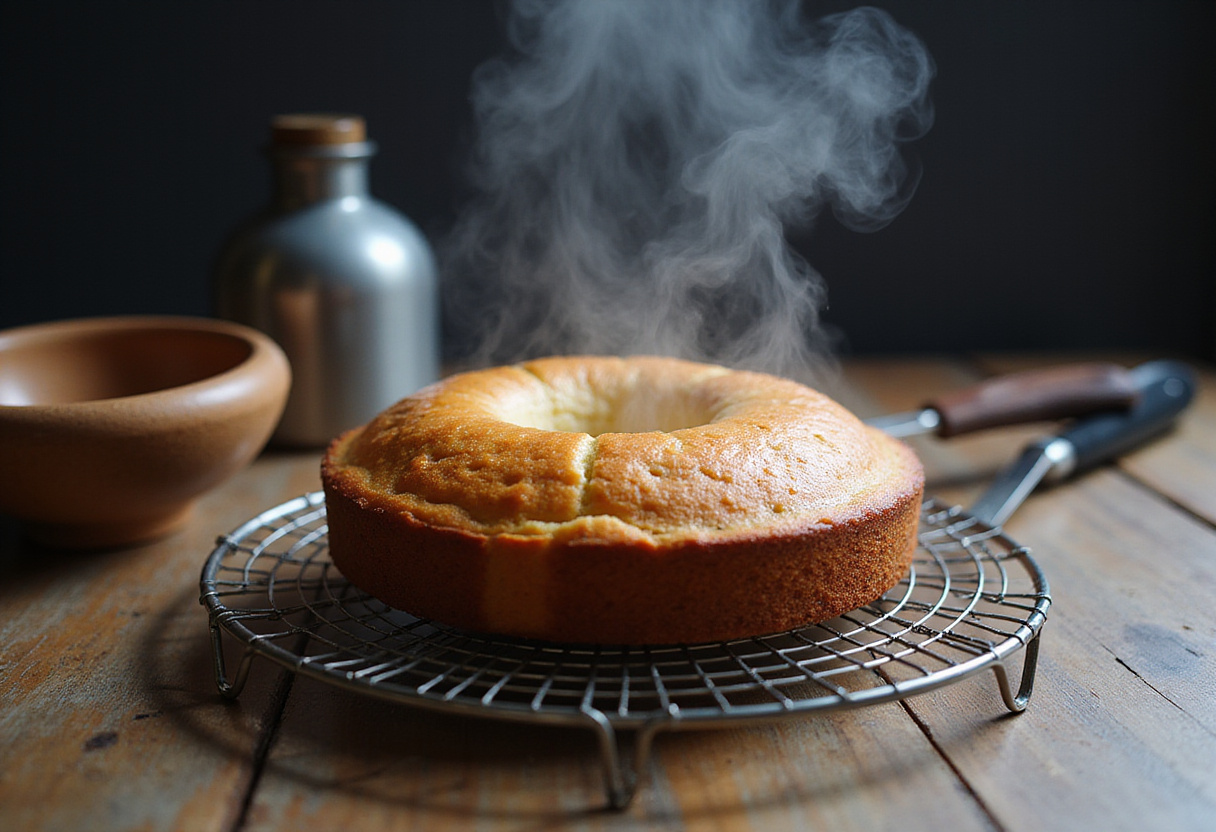 Freshly baked mini cake cooling down for a bento cake recipe.