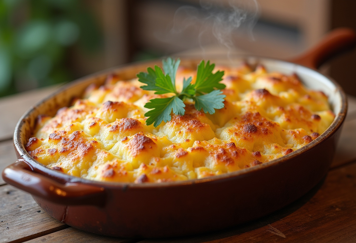 Delicious Traditional Scalloped Potatoes served with parsley garnish.