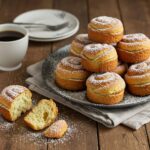 Final presentation of Delicious Cruffins: beautifully baked pastry dusted with powdered sugar, perfect for a delightful breakfast or snack.