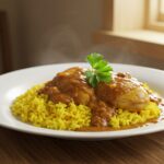 Delicious smothered chicken and rice presentation, an inviting comfort food dish perfect for family meals.